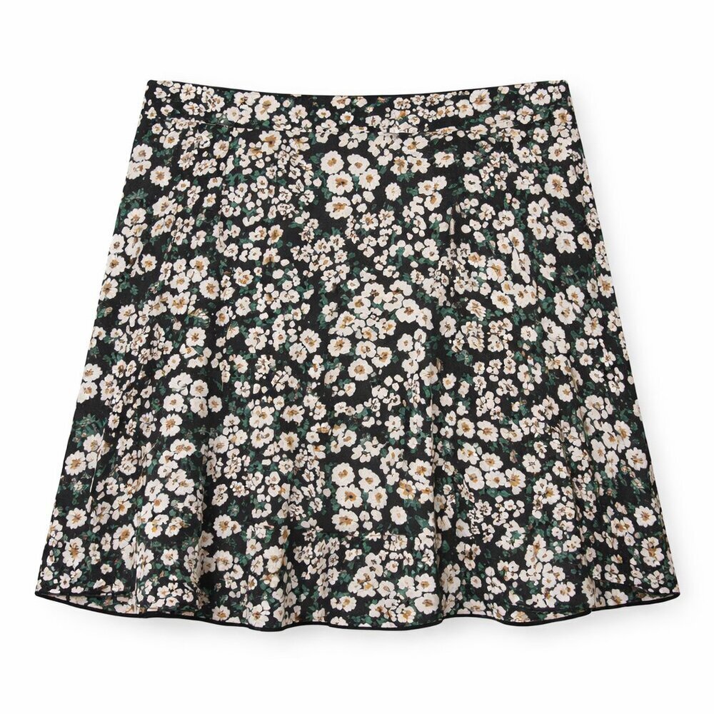 Boden Black Floral A-Line Skirt US 12 Ecovero Viscose Capsule Wardrobe Chic
